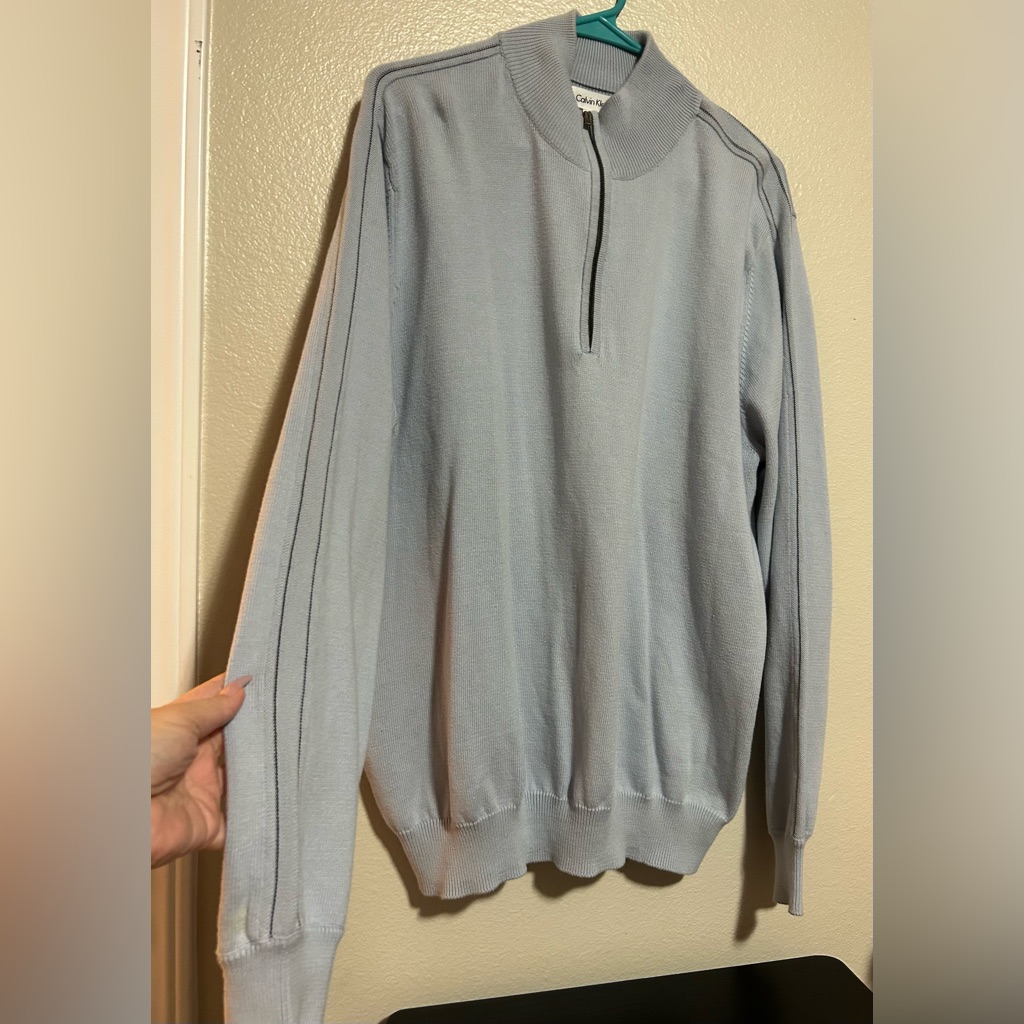 Calvin Klein Half Zip Light Blue Pullover Sweater- Size Xl